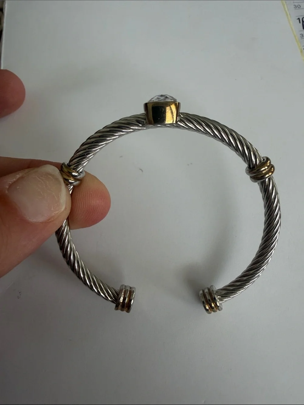 Trendy boutique Silver and Gold Twisted Cable Cuff Bracelet